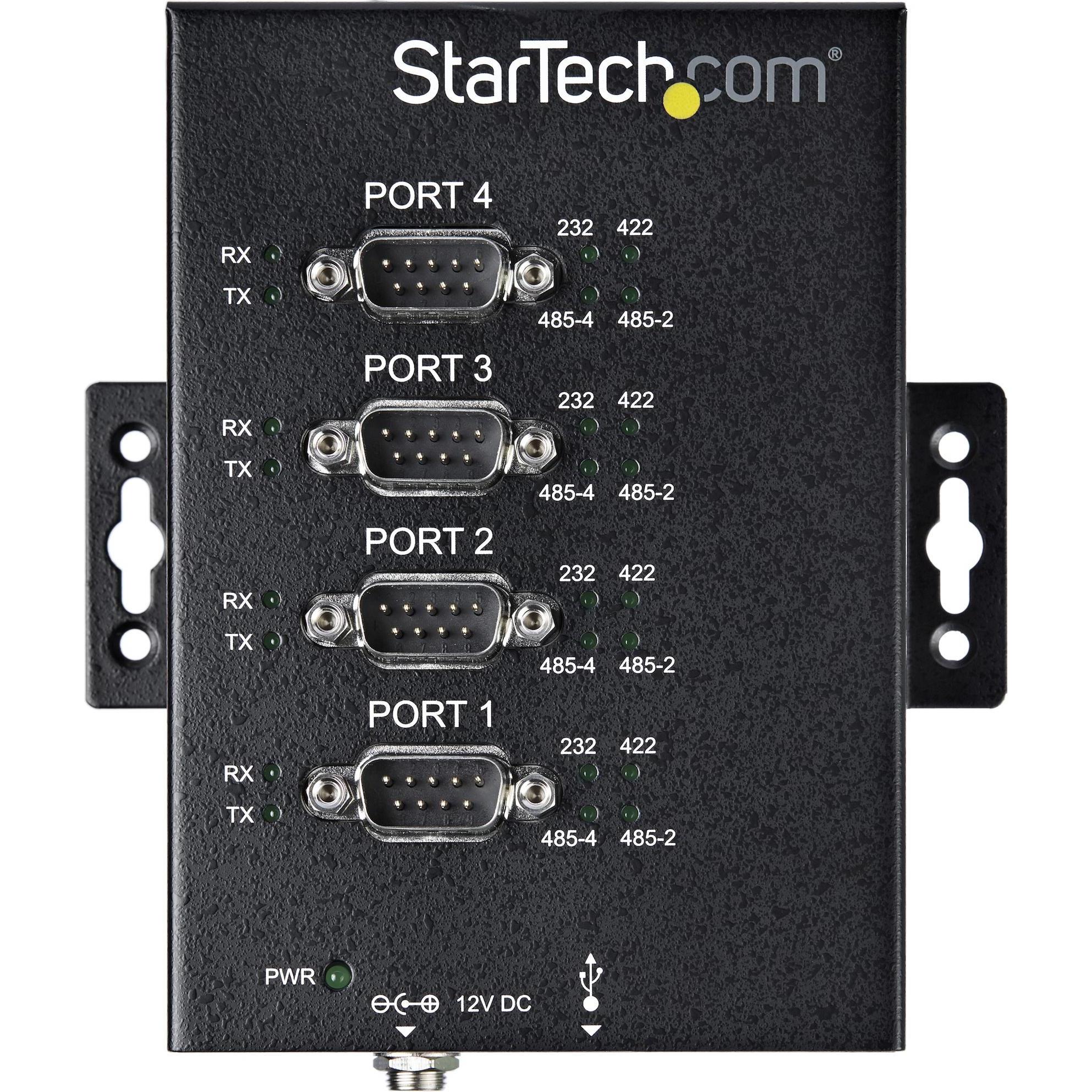 Thumbnail - StarTech 4 Port industrieller USB auf RS232/422/485 Serieller Adapter - 15kv ESD Schutz - USB zu Seriell A..., Data Conv...