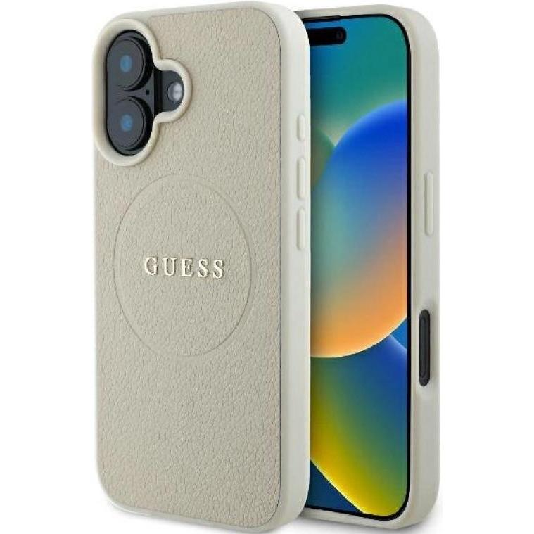 Guess GUHMP16SPGHSMME iPhone 16 6.1" beżowy/beige hardcase Grained Ring MagSafe (Apple iPhone 16) (GUE003840-0)