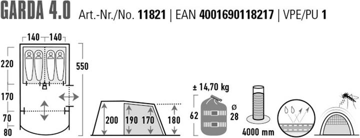 Actual product image High Peak Garda 4.0 (Tunnel tent, 14.70 kg, 4 persons)