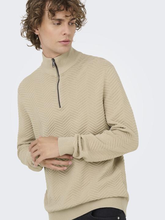 Produktbild Only & Sons Onsmace Reg 12 Herringbon Half Zip Knit (XL)