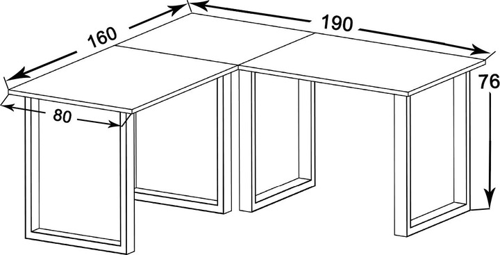 Immagine prodotto VCM Mobili per ufficio Scrivania angolare Lona Profondità 80 cm U Alu Nero (190 x 160 x 80 cm)