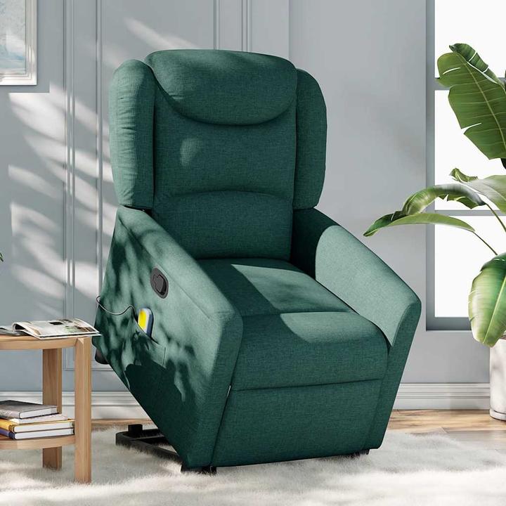 Immagine prodotto VidaXL Poltrona massaggiante con ausilio stand-up in tessuto verde scuro