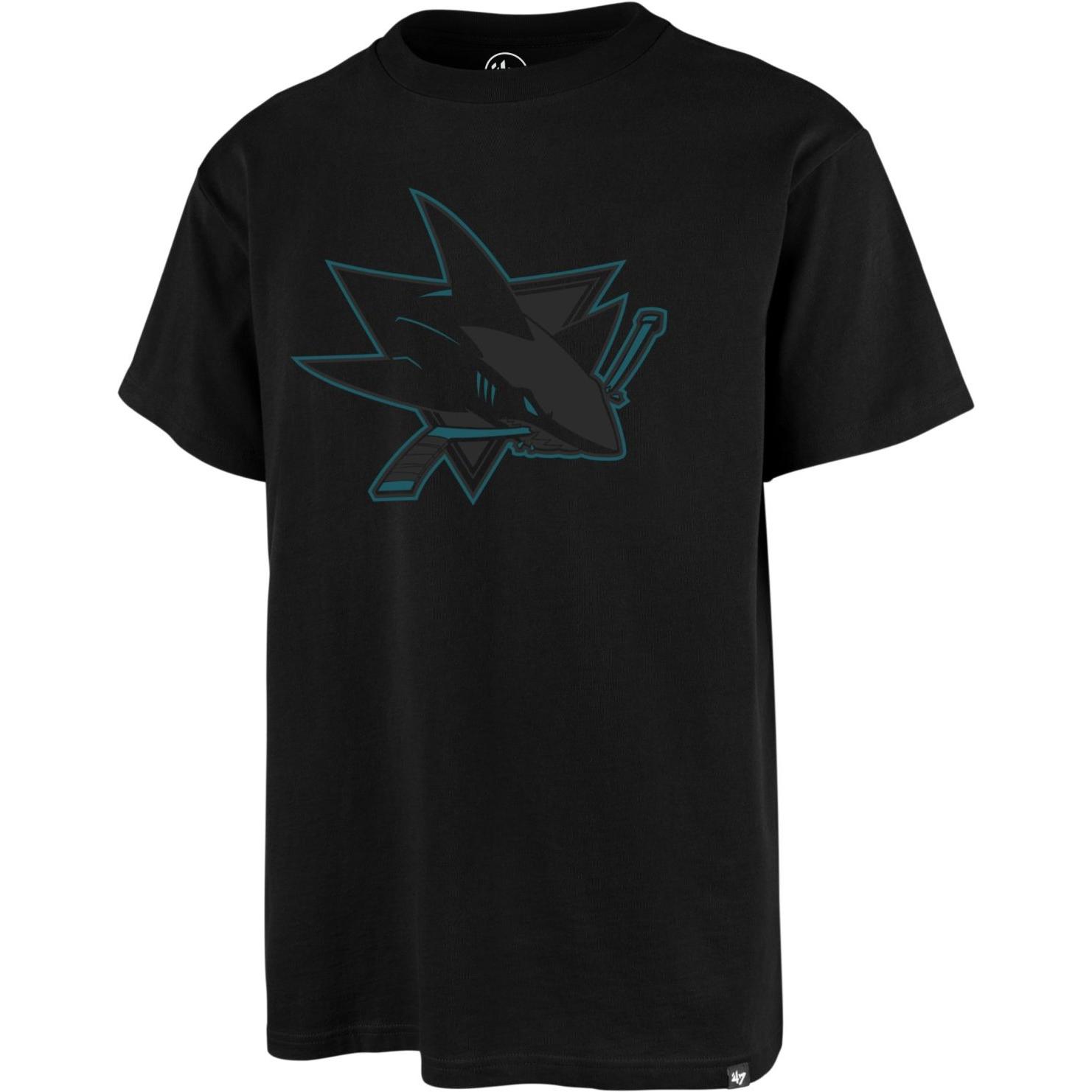 47 Brand, Uomini, Maglietta, Maglietta OUTERSTUFF NHL con stampa (JR S, San Jose Sharks), Nero, (S)
