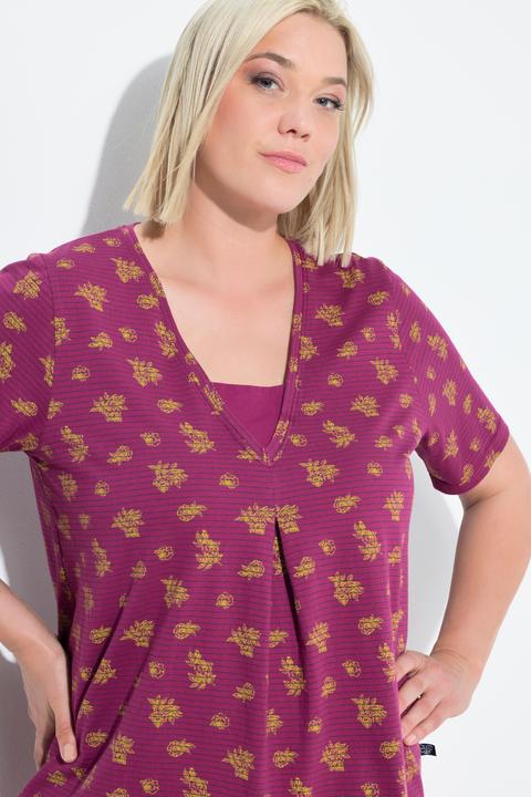 Produktbild Ulla Popken Pyjama, V-Ausschnitt, Halbarm, Caprihose (46, 48)