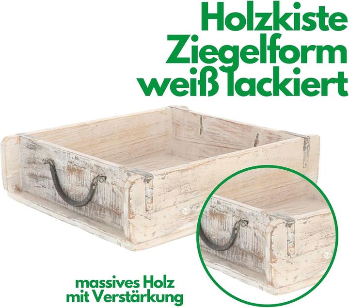 Produktbild Novaliv 3x Holzkiste Vintage Weiss 30 x 25 x 8 cm Alte Ziegelform Holz Gross Allzweckkiste aus recycel