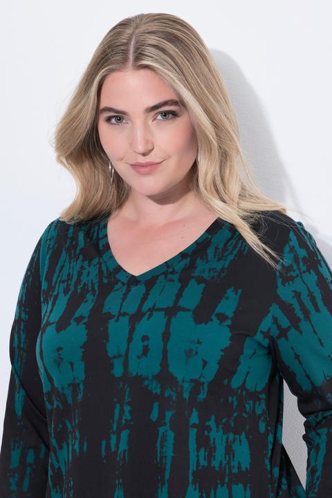 Actual product image Ulla Popken Batik Print Empire Knit Pocket Tunic (54)