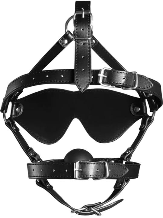 Actual product image Ouch! Blindfolded Head Harness with Solid Ball Gag