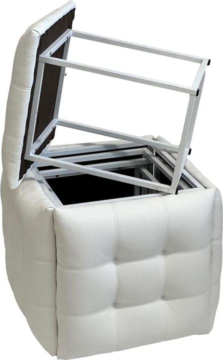 Produktbild Go Gift Puff-Transformator 5in1 - 5 Hocker in 1 Pouffe weiss Öko-Leder