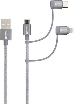 Image du produit Skross Câble USB C 2.0 vers Lightning Cable, Braiding, 2,00m space gray (2 m, USB 2.0)