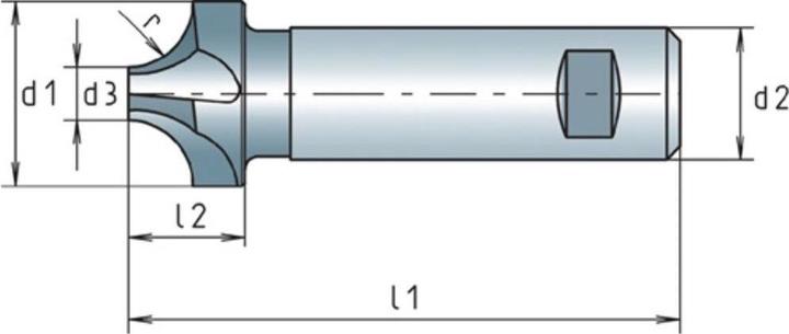 Produktbild Alpen Viertelkreisprofilfräser DIN 6518 B Typ N Radius 3 mm Nenn-Ø 12 mm HSS-Co DIN 1835 B Schneidenanz...