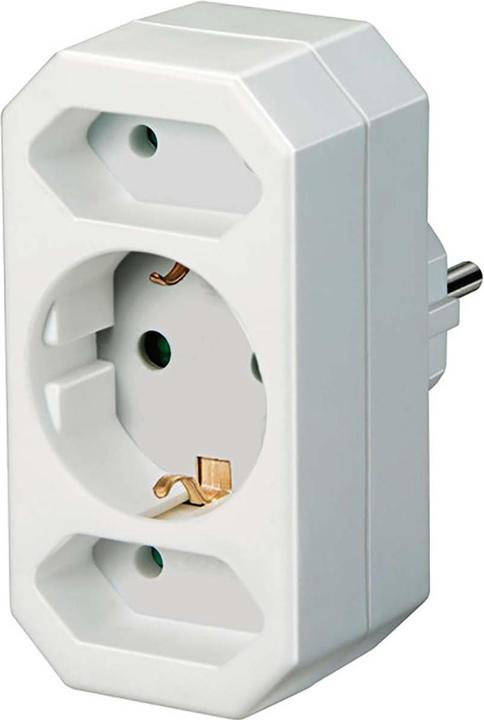 Produktbild JTI Mehrfachsteckdosen, Steckdosenadapter 3-fach mit erhöhtem Berührungsschutz (2 x Eurosteckdose & 1 x (3 x)