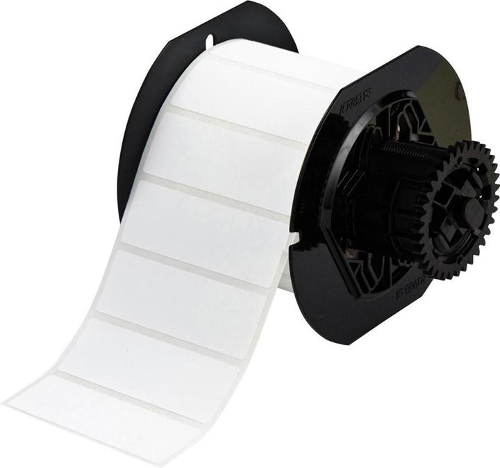 Actual product image Brady B33-18-489, polyester, white, matt, 76.20 x 25.40 mm, extremely strong adhesive (1500 E.) (81.28 mm)