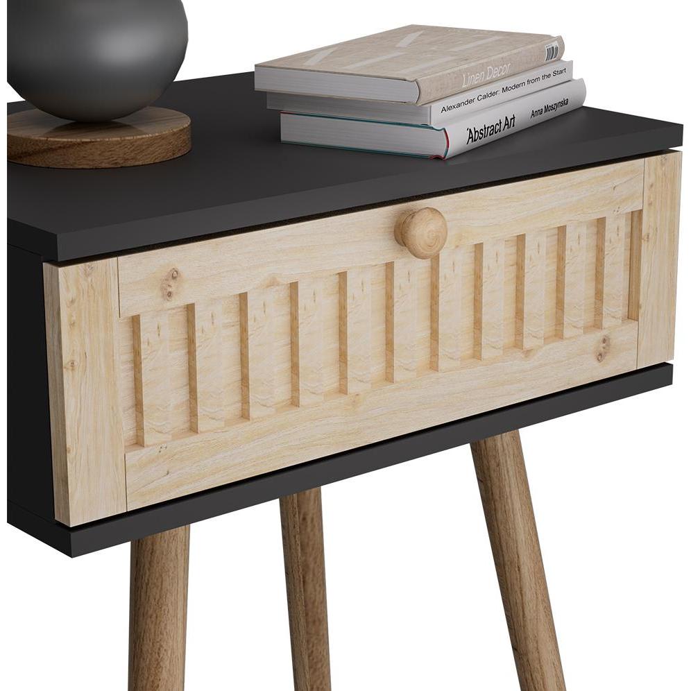 Thumbnail - Vichy, Nachttisch, Nachttisch Holk, Anthrazit/Kiefer, 40 x 47 cm 2-er Set