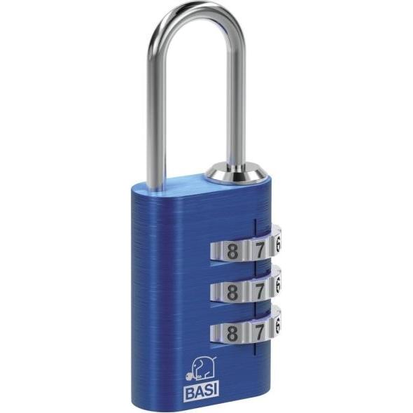 BASI, Lucchetto, 6170-4000-BLAU, Herkömmliches Vorhängeschloss, Zahlenschloss, Blau, Aluminium, U