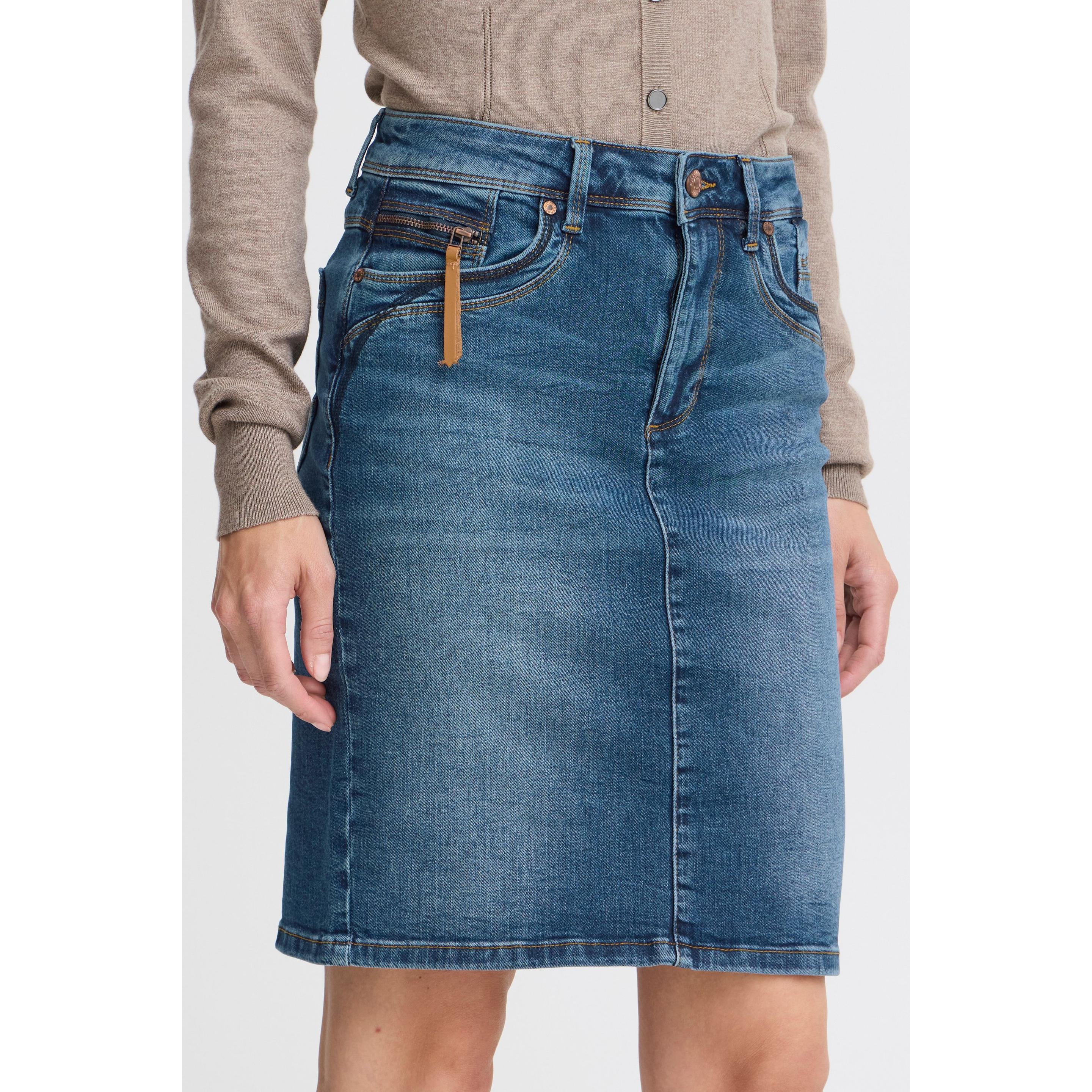 Thumbnail - Pulz Jeans, Damen, Röcke, PZKAROLINA HW Skirt 50207699, Blau, (42)