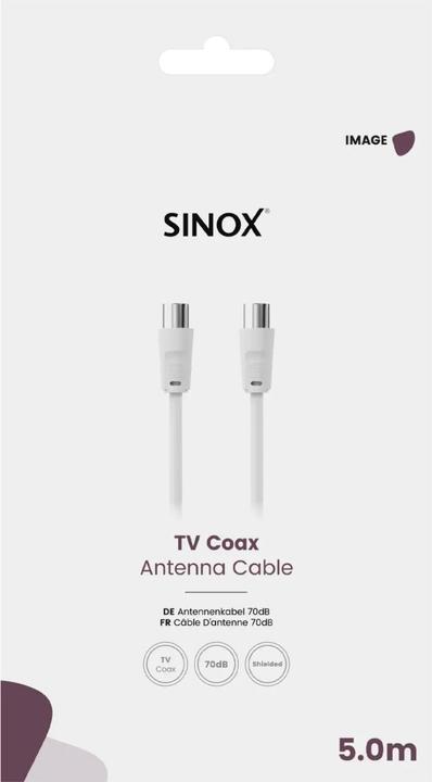Produktbild Sinox antennekabel. 5m. Hvid (70 dB, Antennenkabel)