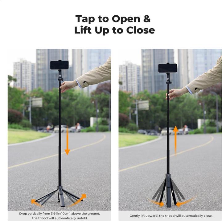 Image du produit K&F Concept MS-52 1.8M Magnetic Selfie Stick With Bluetooth Remote Control, 1/4 Screw, Phone Holder