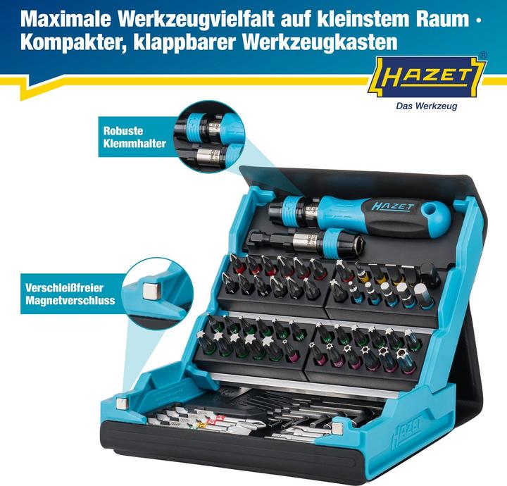 Produktbild HAZET SmartCase Bit Satz 2200SC-1 ∙ Sechskant6,3 (1/4 Zoll) ∙ Schlitz Profil, Kreuzschlitz Profil P… (Kreuz Pozidriv PZ, Kreuz Phillips PH, Schraubschlitz, Innensechsrund TX, Innensechskant)