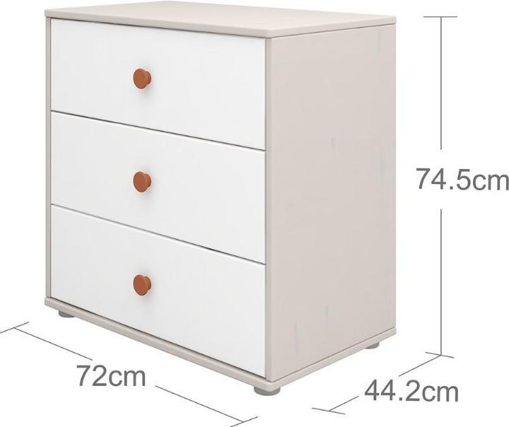 Image du produit Flexa Commode Classic avec 3 tiroirs (72 x 44.20 x 74.50 cm)