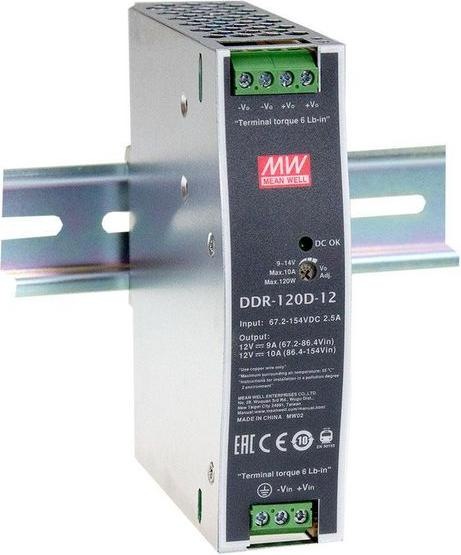 Produktbild MeanWell DC/DC-Wandler, DIN-Schiene, 9... 18VDC, 12V, 8.3A, 99.6W