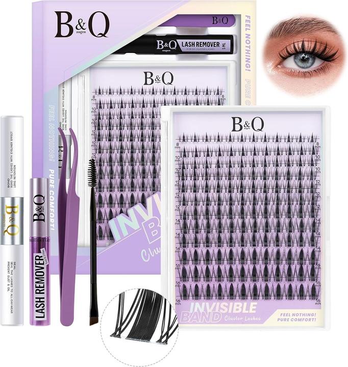Produktbild B&Q Lash Extension Set mit unsichtbarem Band (144 Stück) (Künstliche Wimpern)