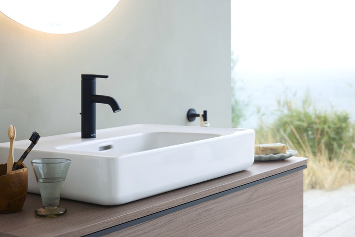 Actual product image Duravit Single lever basin mixer C.1 M with pop-up waste black matt