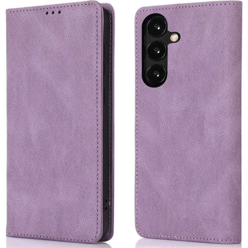 Cover-Discount Vintage Flip Case Hülle violett (Samsung Galaxy S24+), Smartphone Hülle, Violett