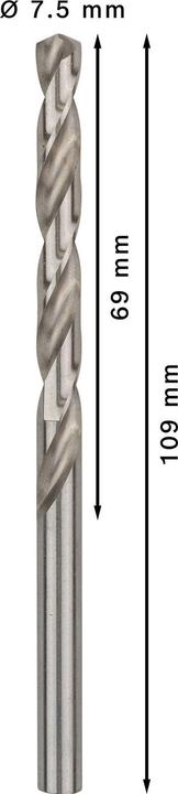 Produktbild Bosch Professional Zubehör PRO Metal HSS-G Spiralbohrer, 7,5 x 69 x 109 mm (7.5 mm)