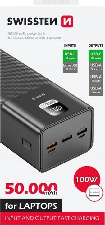 Actual product image Swissten Power Line (50000 mAh, 100 W, 185 Wh)