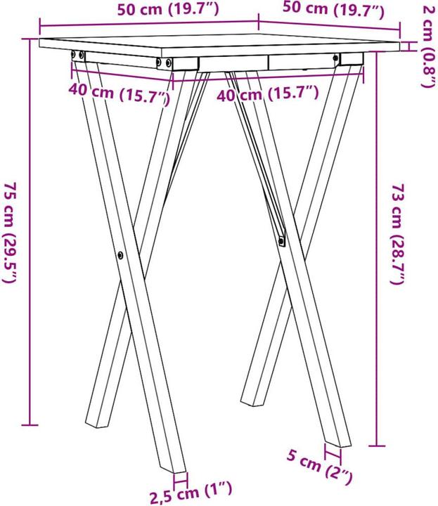 Produktbild vidaXL Esstisch (50 x 50 x 75 cm)