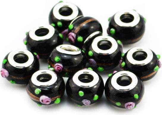 Immagine prodotto Hermex Perlina di vetro placcata argento 925 - Nero argenteo (Vetro, Argento 925)