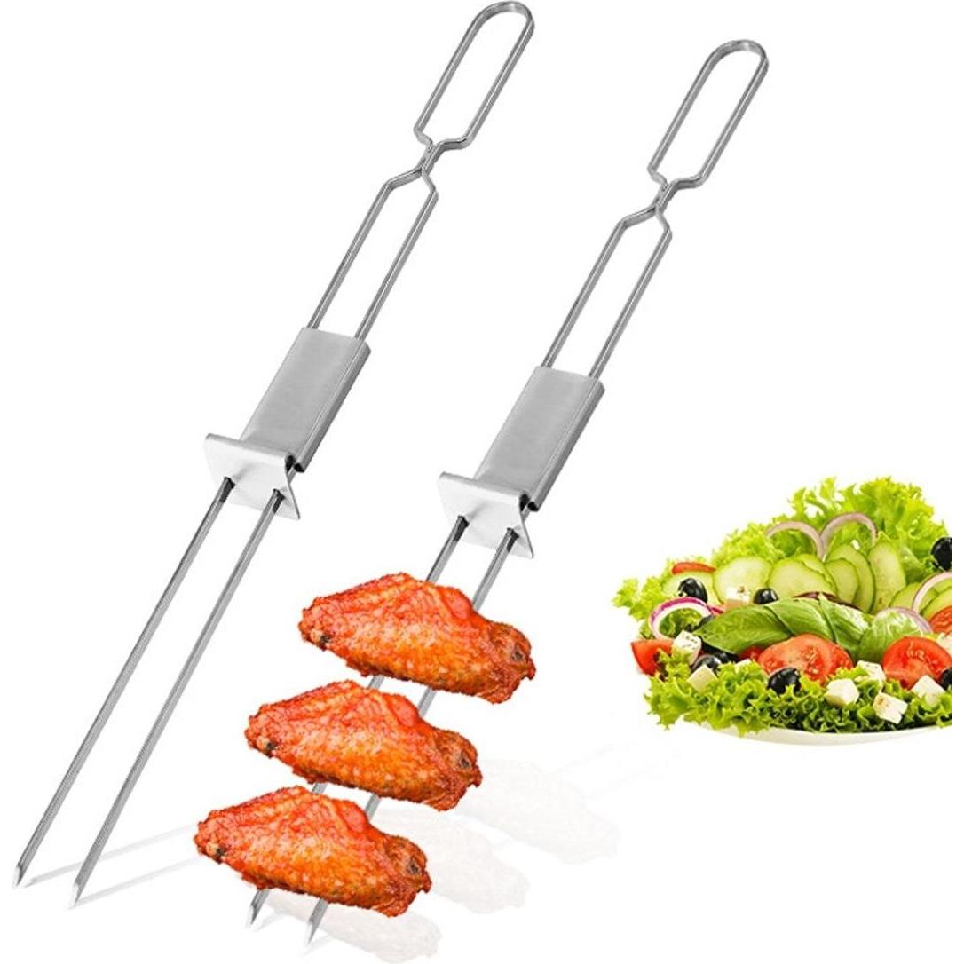 Thumbnail - König Design, Grillbesteck, 2x Profi BBQ Schaschlikspiess stabile hochwertige Grillspiesse Edelstahl Camping