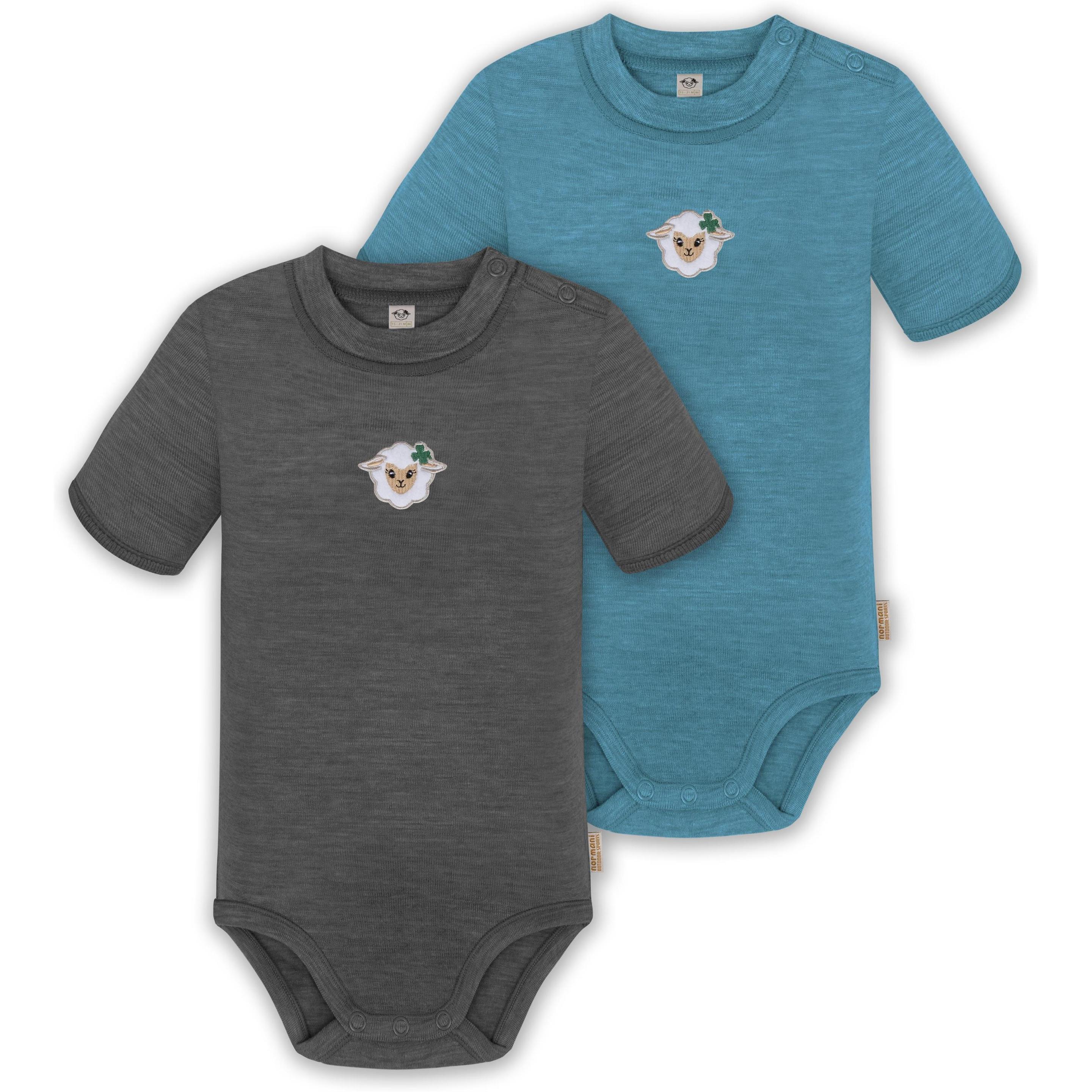 Normani, Herren, Body, 2er Set Baby Merino Kurzarmbody „Tihoi" - 9317, Blau, (68)