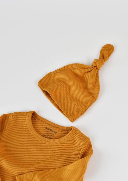Produktbild BabyCosy Set. Strickhose mit Fuss. Body langarm. Mütze (68)