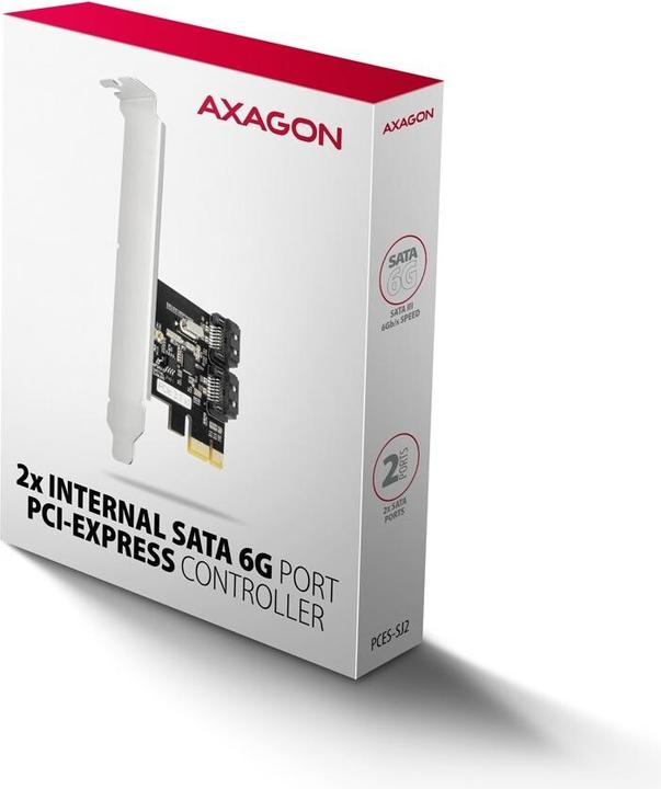 Produktbild Axagon PCES-SJ2 Kontroler PCIe 2x wewnętrzny port SATA 6G, chipset JMB582 SP & LP