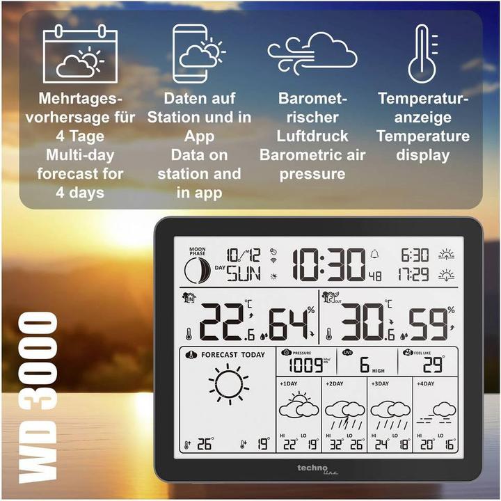 Produktbild Technoline Wetterstation WD3000 mit 4-Tage-Vorhersage und App-Anbindung
