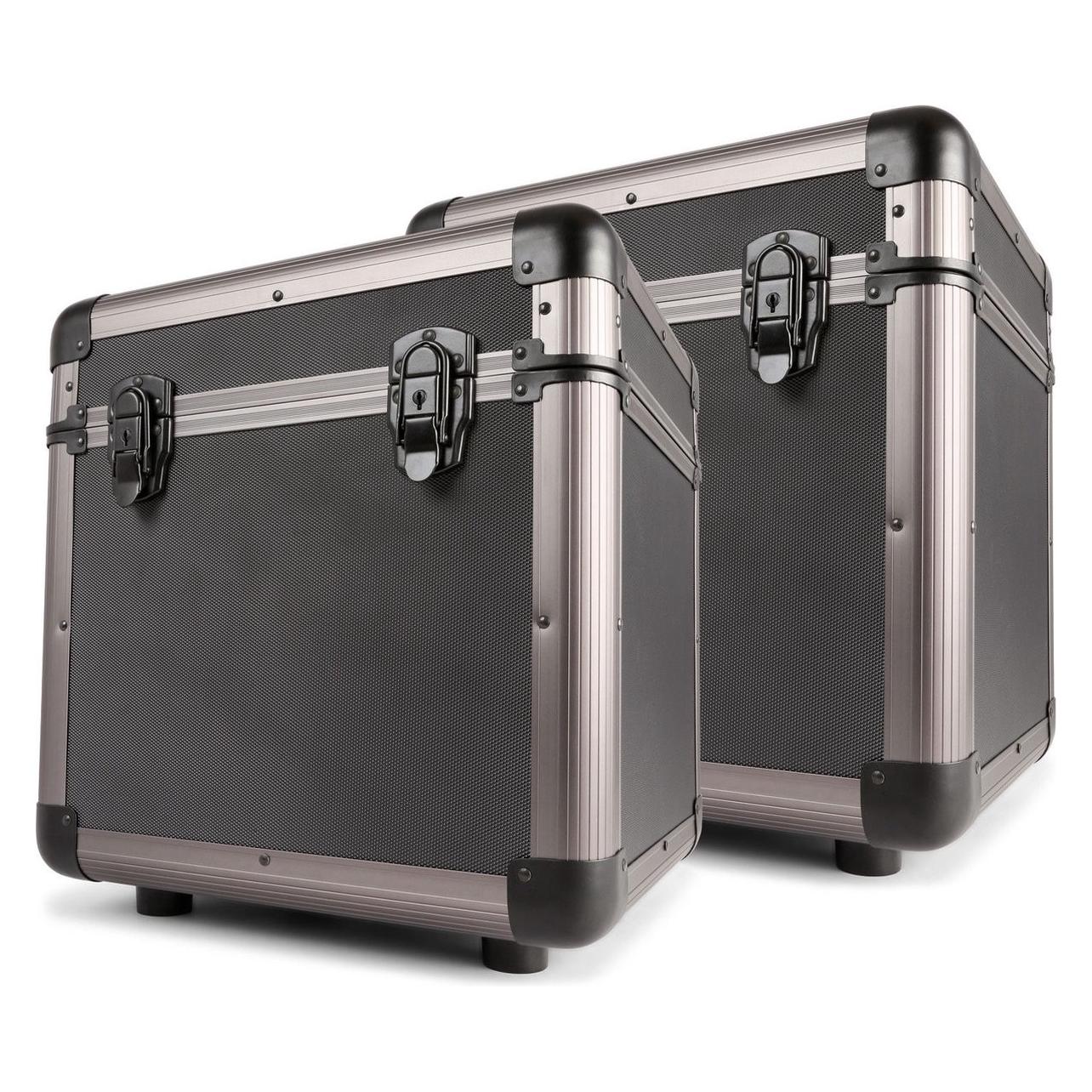 Power Dynamics - Set Van 2 RC100 S Voor In Totaal 150 Platen - Titanium, Dj Koffers, Zilver