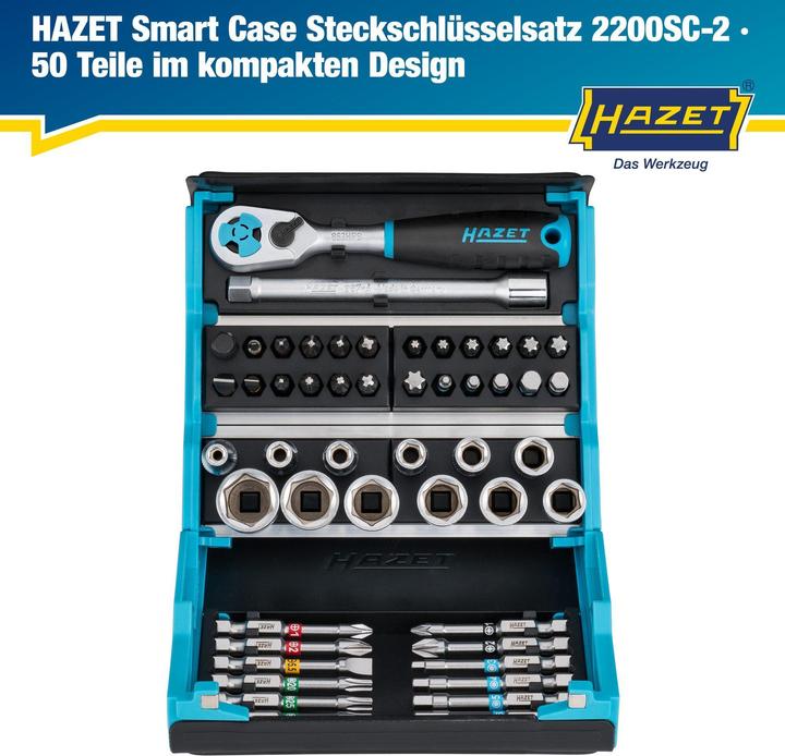 Immagine prodotto HAZET Serie di chiavi a bussola SmartCase 2200SC-2 ∙ Attacco esagonale, massiccio, 6,3 (1/4 di poll… (2 1/4")
