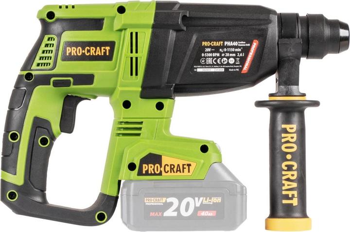 Produktbild Procraft PHA40bb-c Akku Bohrhammer 20 V 2,6 J SDS plus Brushless + 1x Akku 4,0 Ah + Ladegerät +