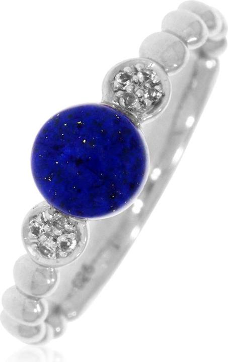 Actual product image Xen Ring with lapis and white topaz approx. 1.05 ct. rhodium-plated (54, 925 Silver)