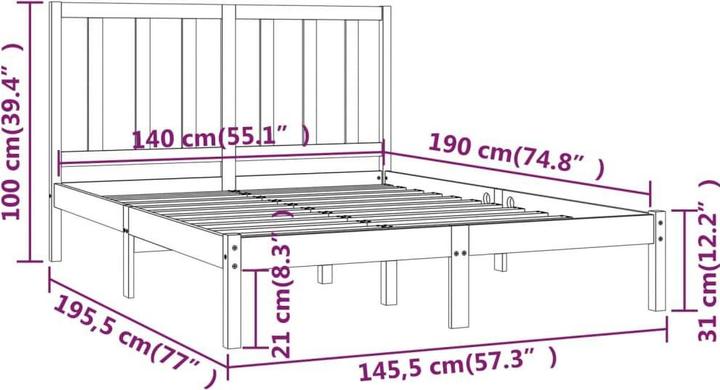 Image du produit vidaXL Bettrahmen (140 x 190 cm)