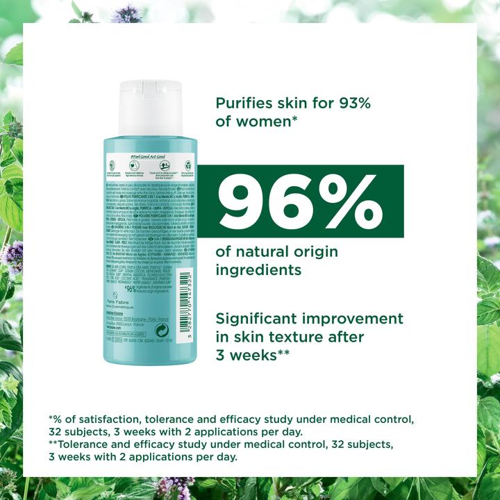 Produktbild Klorane 3-in-1 Reinigungspuder mit BIO-Wasserminze (Reinigungstücher Gesicht, 50 ml)