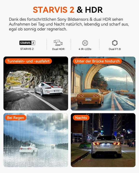 Immagine prodotto Vantrue Doppia dashcam N2X (Ricevitore GPS, Display integrato, 2.7K)