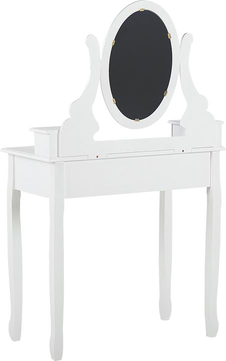 Produktbild Beliani Schminktisch mit ovalem Spiegel Hocker 5 Schubladen weiss GALAXIE (80 x 40 x 137 cm)