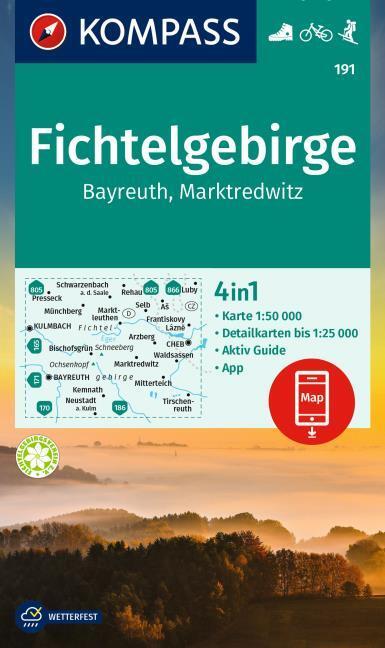 Actual product image Hiking map 191 Fichtelgebirge, Bayreuth, Marktredwitz 1:50,000