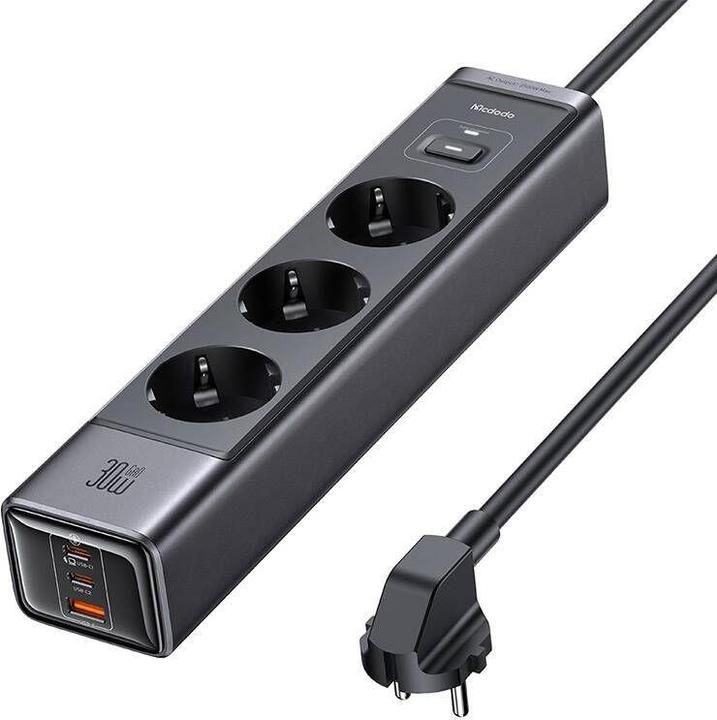 Actual product image Mcdodo GaN 6-in-1 power strip CH-0620, 30W (6x, USB-A, USB-C, 1.50 m)