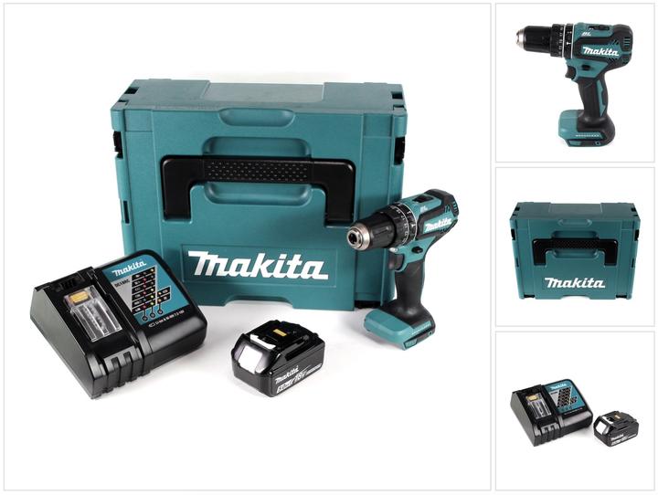 Actual product image Makita DHP 485 RT1J 18 V Li-Ion cordless impact drill in Makpac + 1 x 5.0 Ah battery + charger (Rechargeable battery operated)