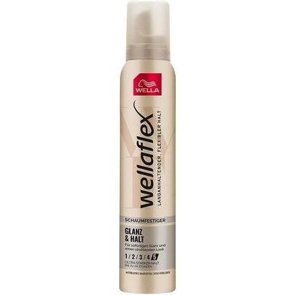 Wella, Mousse per capelli, Flex Shine & Hold Schiuma-Resistente Ultra Forte 200 Ml (200 ml, Agente schiumogeno)