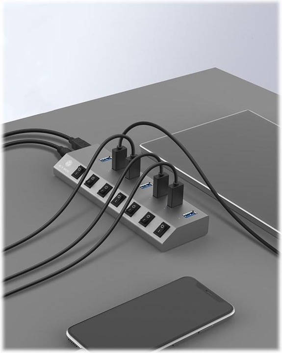 Produktbild RaidSonic IB-HUB1701-C3 (USB-C, 7 Ports)