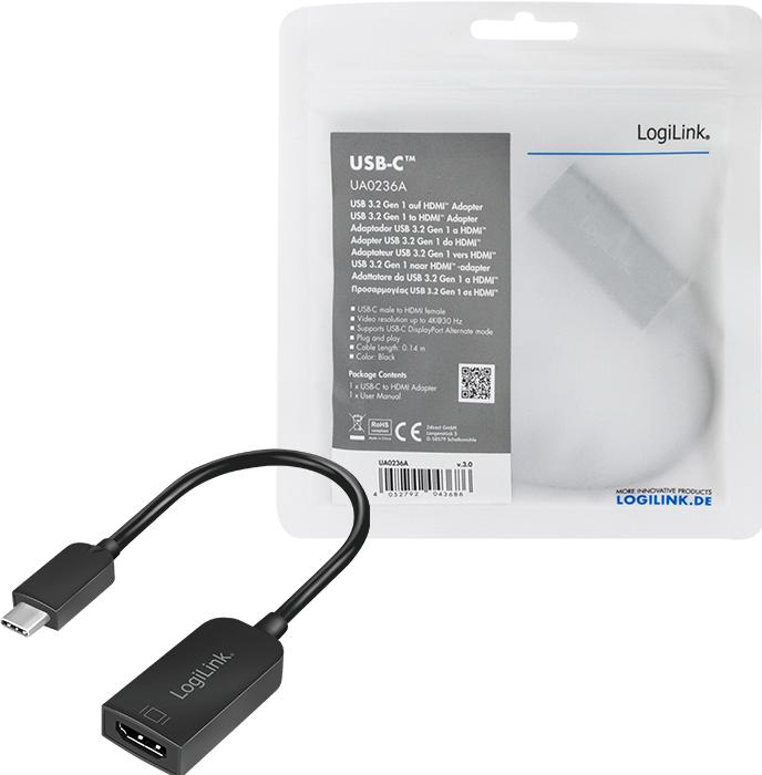 Produktbild LogiLink USB Typ-C zu (HDMI, 4.50 cm)